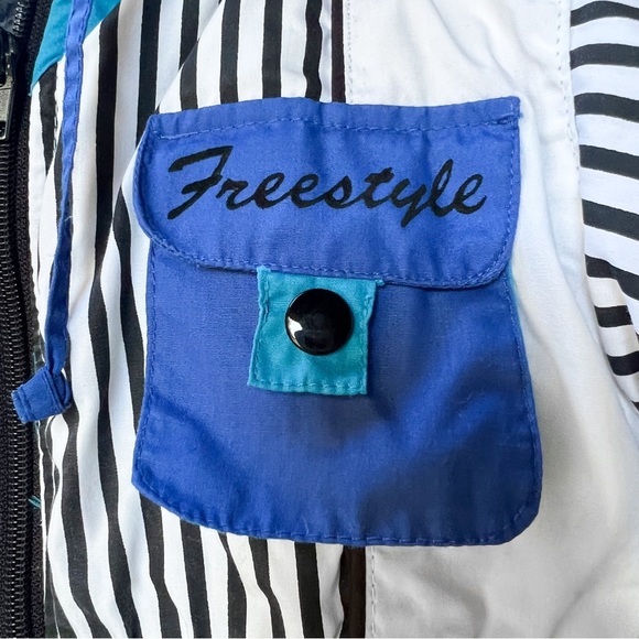 Rad Vintage 80s 90s Unisex Snowsuit Blue Checkered Striped Colorblock 24 mos - Picture 3 of 9